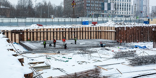 Армирование фундаментной плиты жилого корпуса
