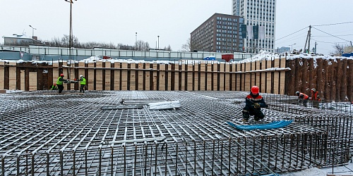Армирование фундаментной плиты жилого корпуса