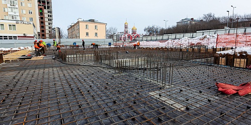 Армирование плиты перекрытия паркинга жилого корпуса